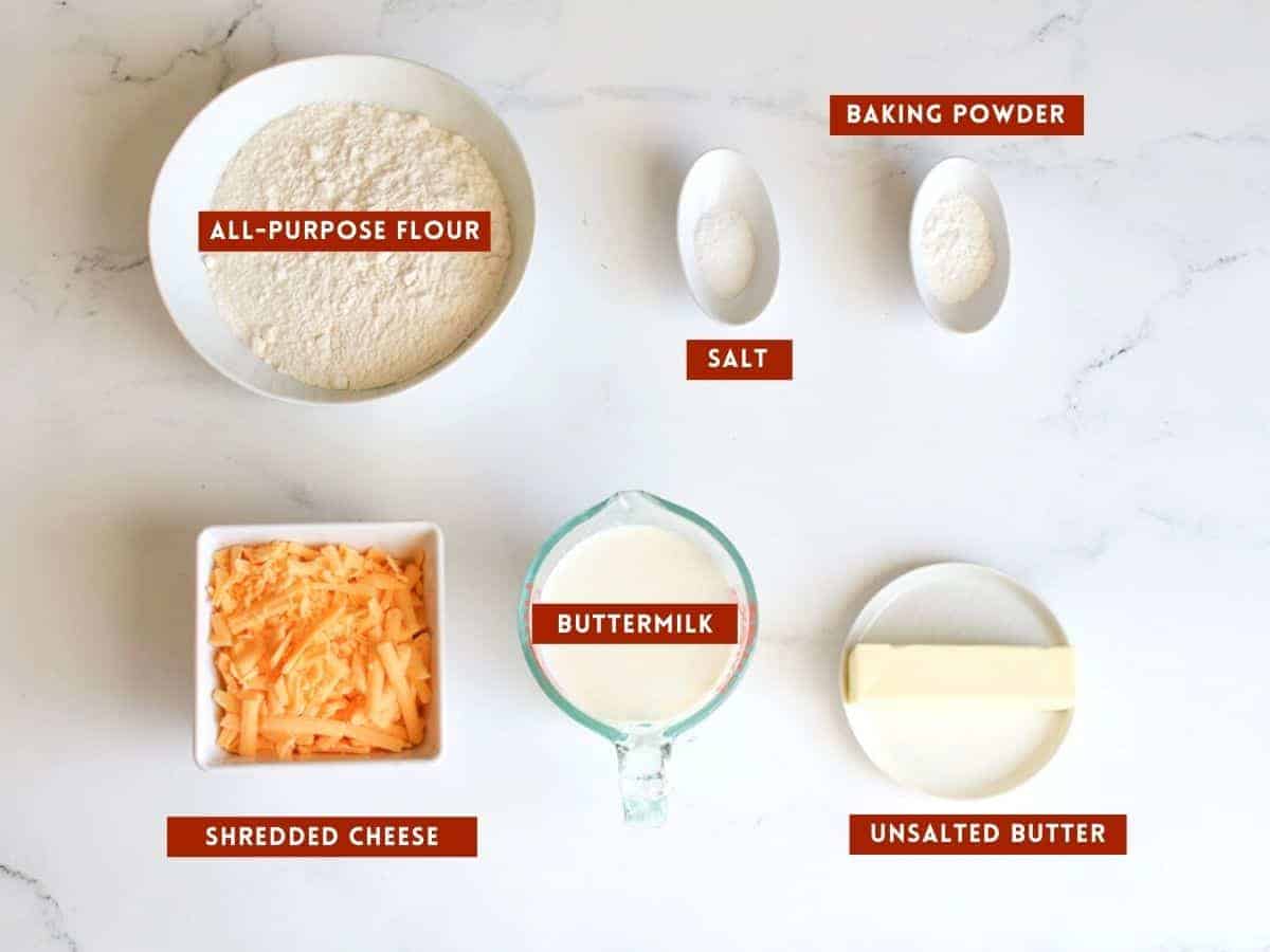 High Altitude Butter Swimming Biscuit Ingredients. All ingredients are labeled with a dark red box with white text in all caps